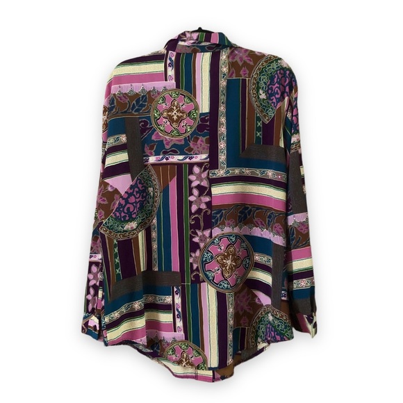 Vintage S. G. Sport Patterned Button Up and Tank Top Set Purple Gold Green - Picture 3 of 10